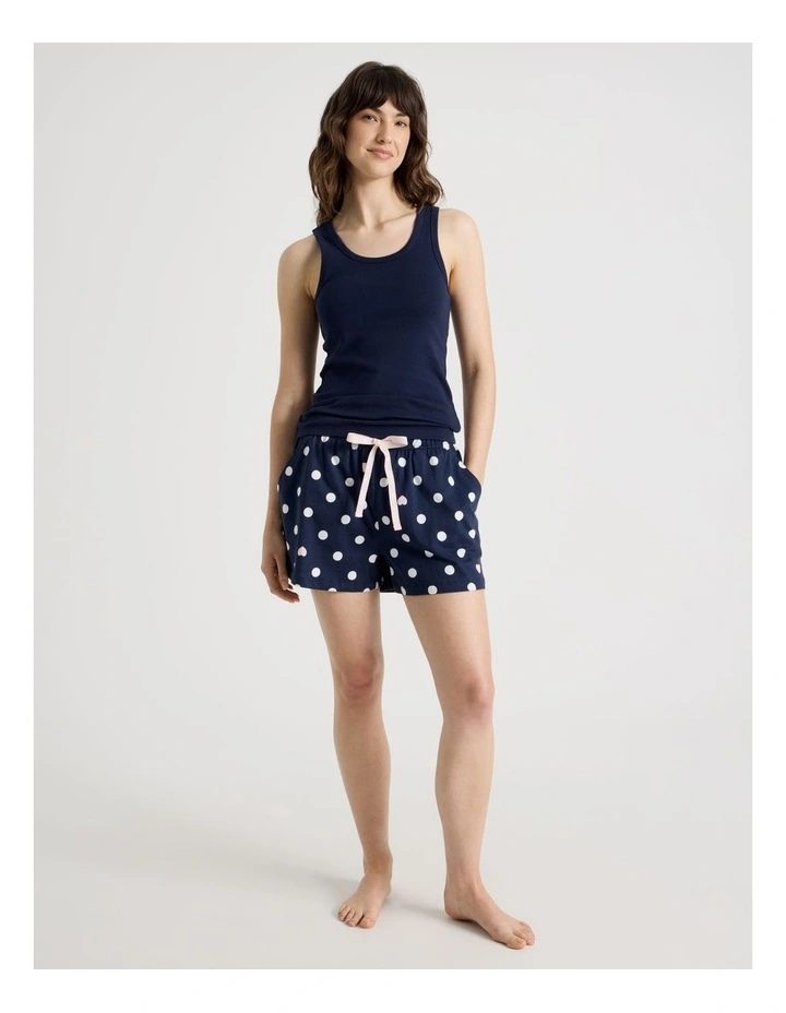 Cotton Knit Shortie in Navy Spot Print image 2