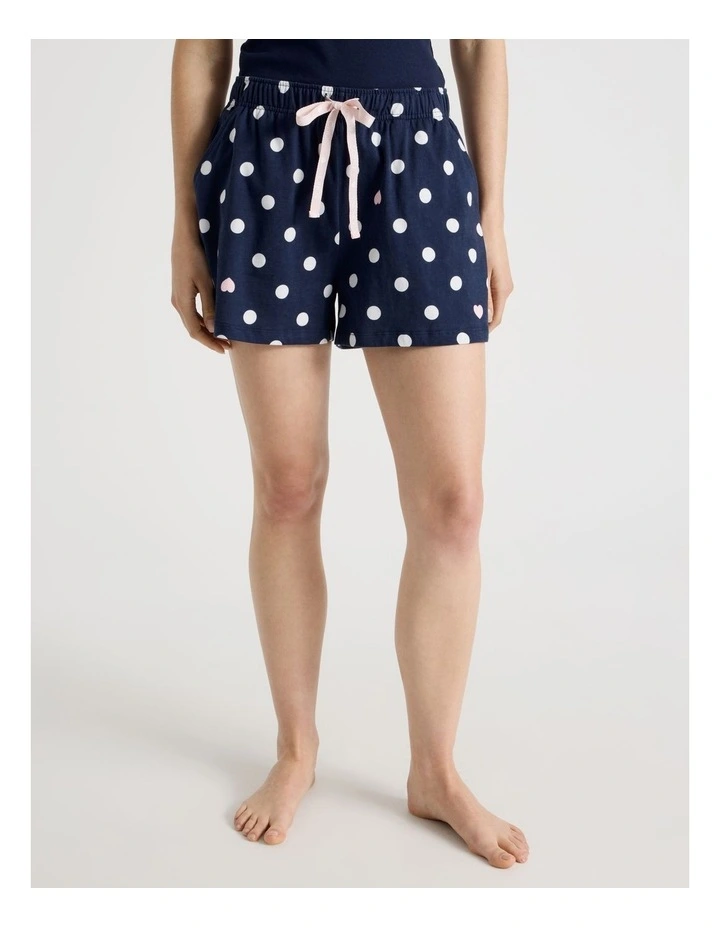 Cotton Knit Shortie in Navy Spot Print image 3