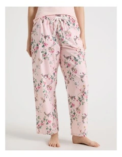 Woven Long Pyjama Pant in Pink Vines