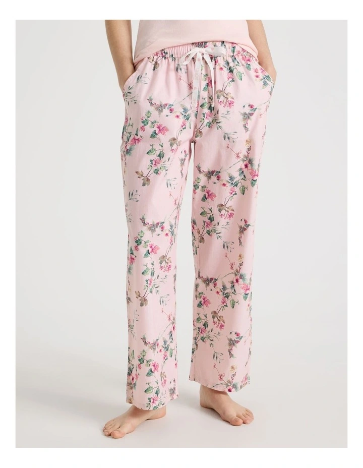 Woven Long Pyjama Pant in Pink Vines image 3