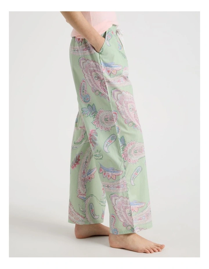 Cotton Woven Long Pyjama Pant in Mint Paisley image 3