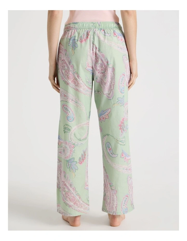 Cotton Woven Long Pyjama Pant in Mint Paisley image 5
