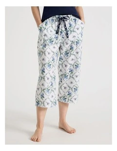 Cotton Woven 3/4 Pyjama Pant in Garden Print