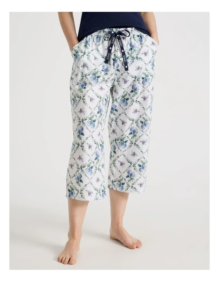 Cotton Woven 3/4 Pyjama Pant in Garden Print image 1