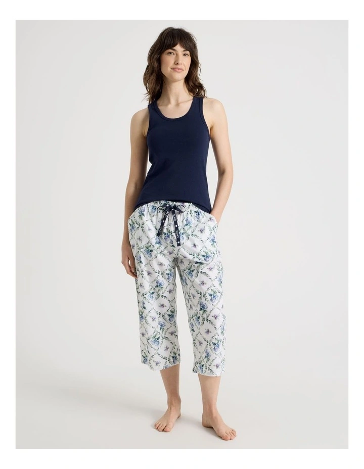 Cotton Woven 3/4 Pyjama Pant in Garden Print image 2