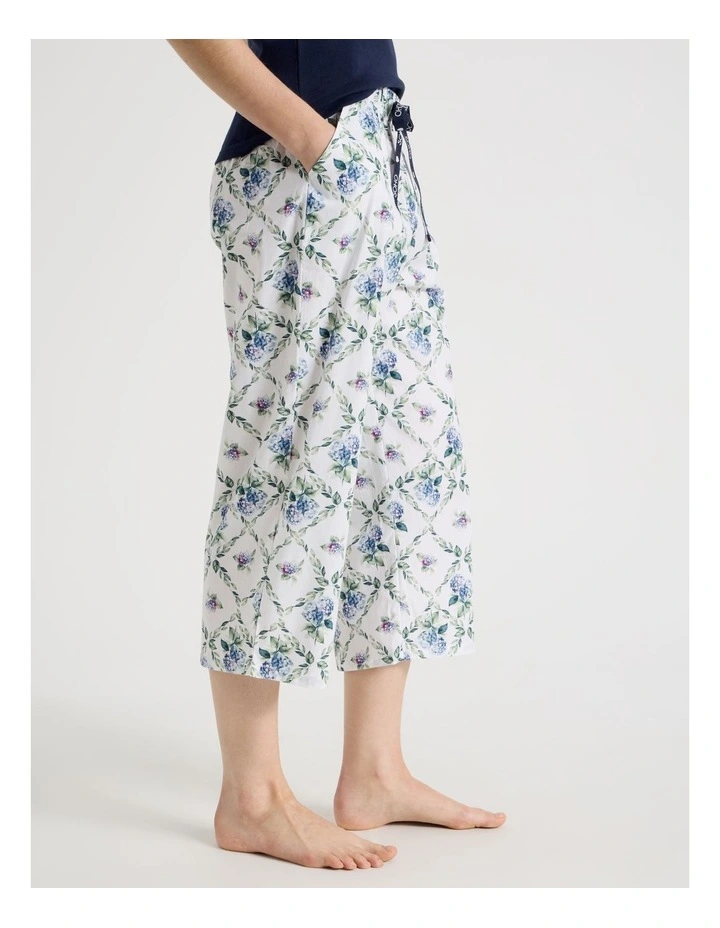 Cotton Woven 3/4 Pyjama Pant in Garden Print image 3