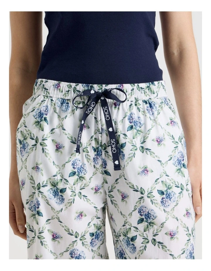 Cotton Woven 3/4 Pyjama Pant in Garden Print image 4