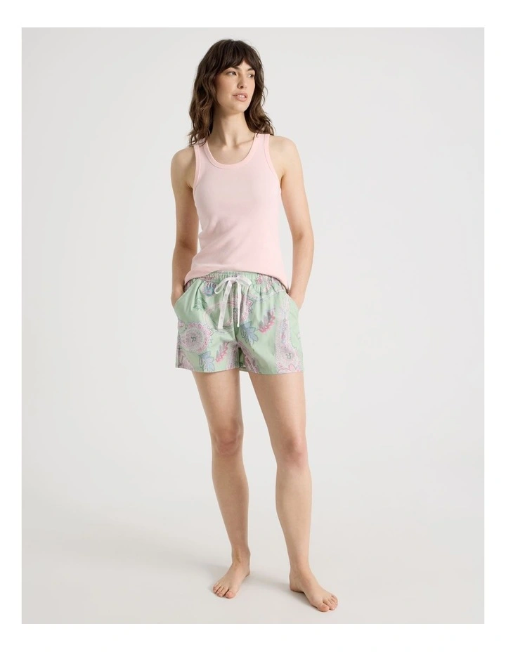 Cotton Woven Shortie in Mint Paisley image 2
