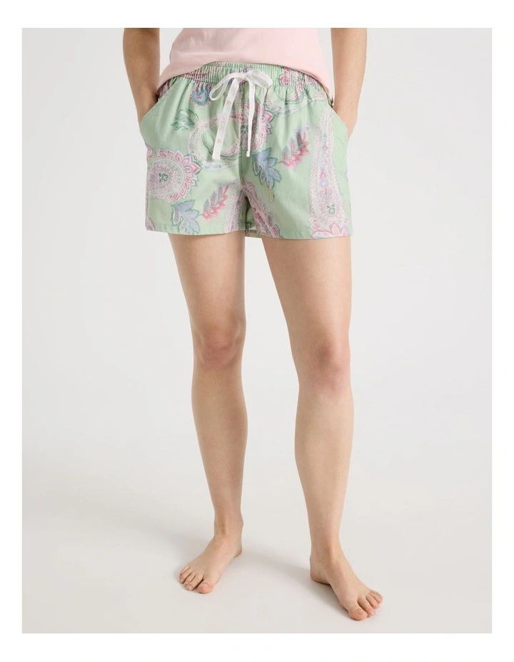 Cotton Woven Shortie in Mint Paisley image 3