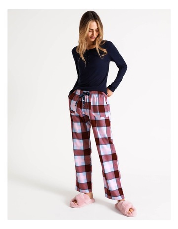 Soho Cotton Flannel Pant Burgundy Check 
