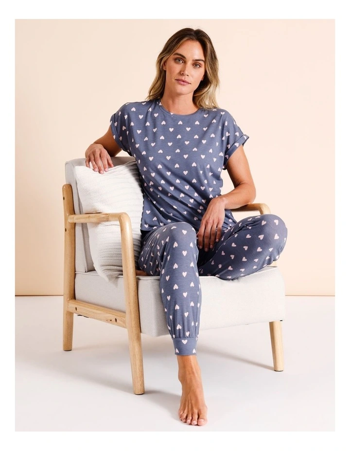 Snug PVE Short Sleeve Tee in Grey Hearts image 1