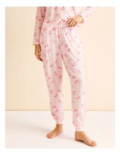 Everyday Cuffed Pant in Pink Bow Print