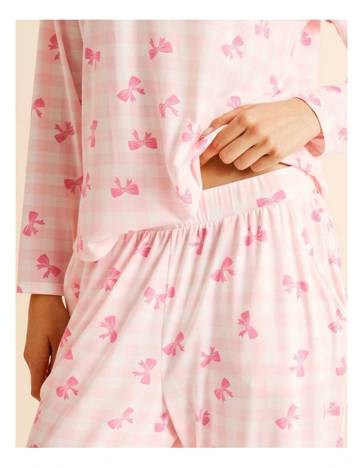 Everyday Cuffed Pant in Pink Bow Print image 3