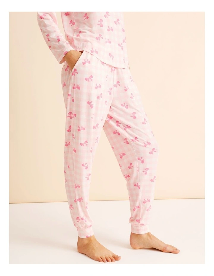 Everyday Cuffed Pant in Pink Bow Print image 4