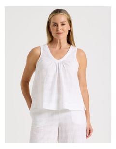 Regatta Seersucker Sleeveless Pyjama Top in White