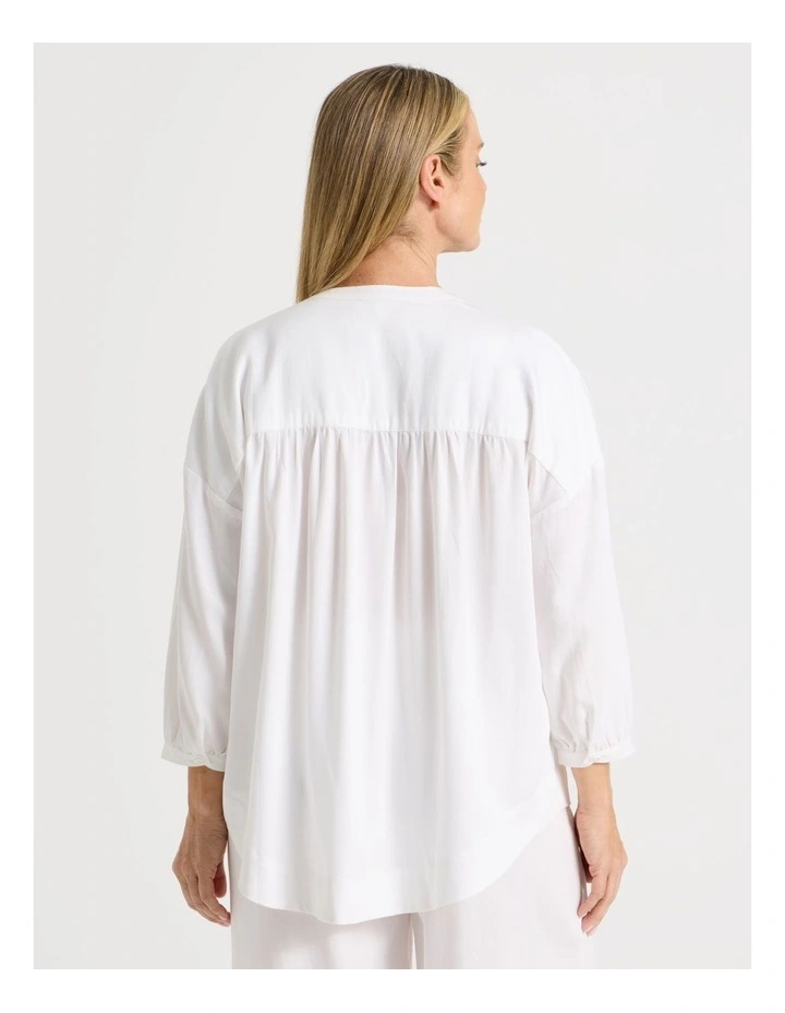 Woven V Neck Sleep Top in White image 5