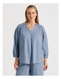 Regatta Woven V Neck Sleep Top in Coastal Blue