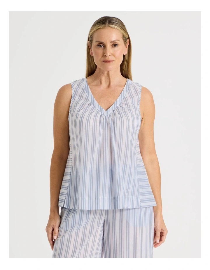 Woven Sleeveless Sleep Top in Winter Stripe image 1