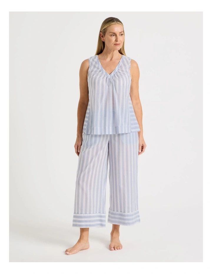 Woven Sleeveless Sleep Top in Winter Stripe image 2