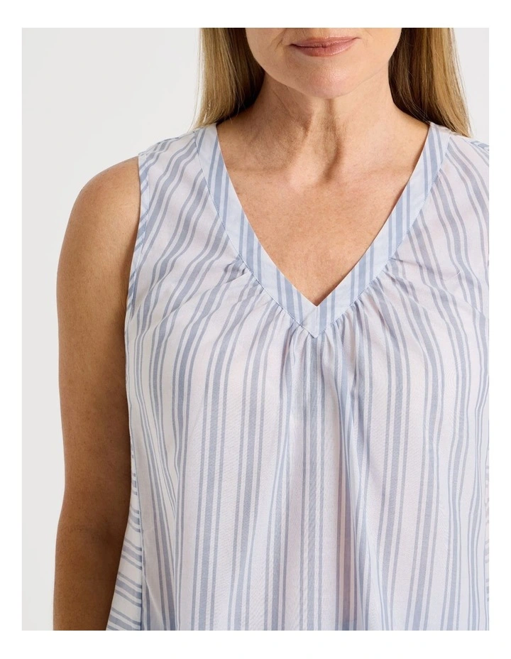 Woven Sleeveless Sleep Top in Winter Stripe image 3