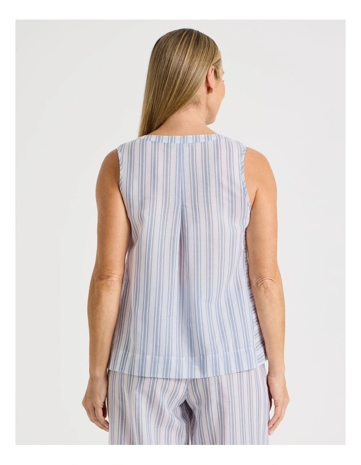 Woven Sleeveless Sleep Top in Winter Stripe image 4