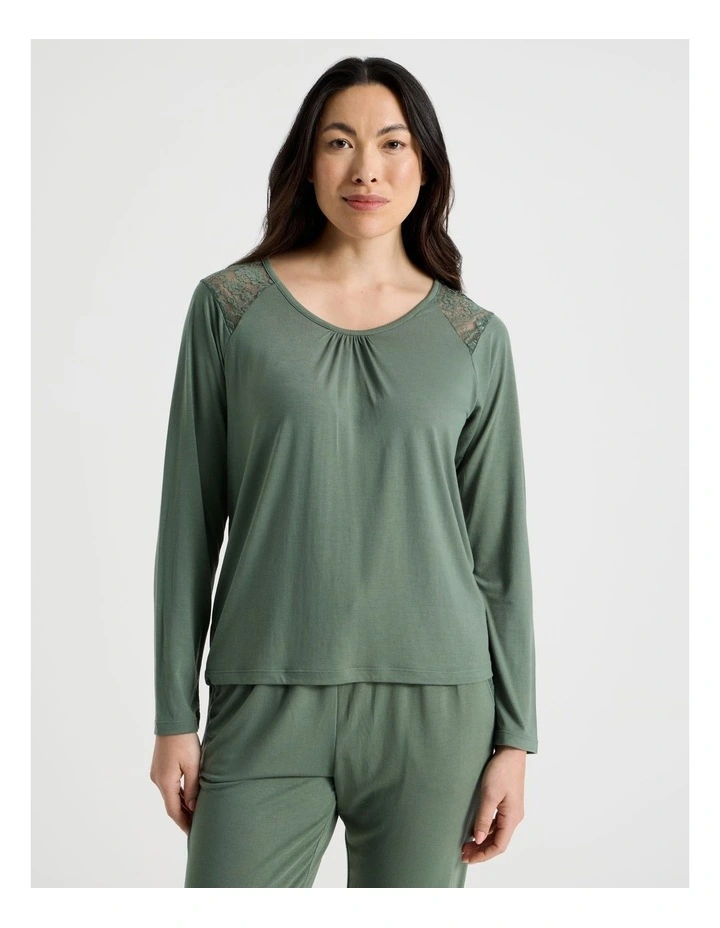 Everyday Lace Long Sleeve Top in Laurel Green image 1