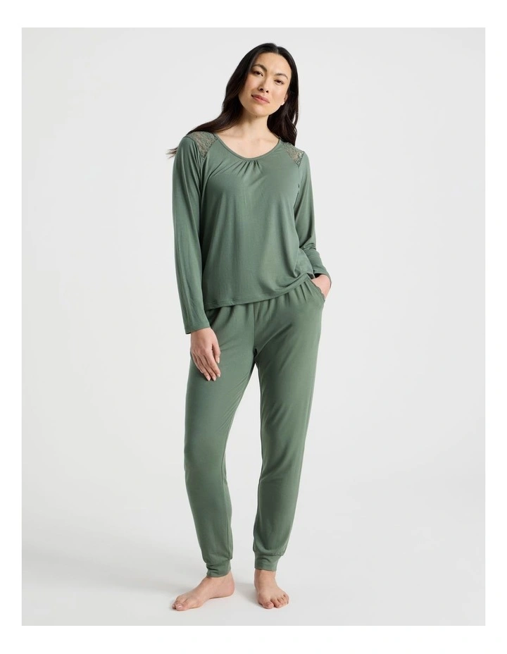 Everyday Lace Long Sleeve Top in Laurel Green image 2