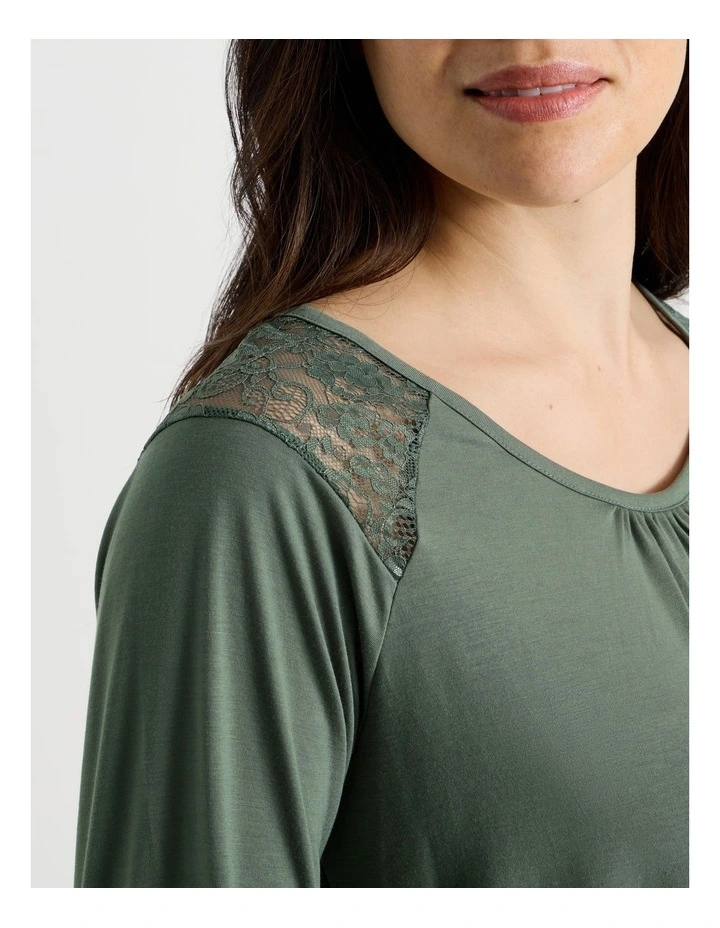 Everyday Lace Long Sleeve Top in Laurel Green image 3