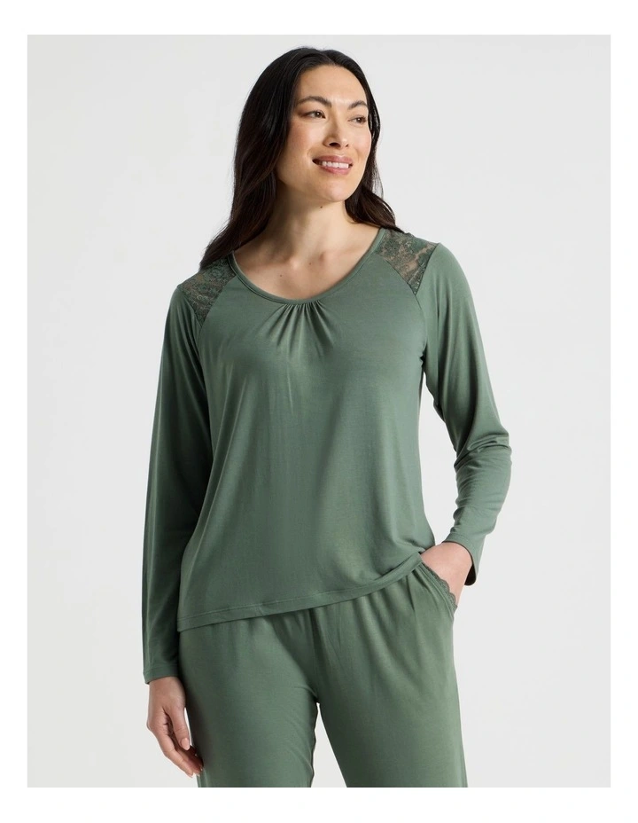 Everyday Lace Long Sleeve Top in Laurel Green image 4