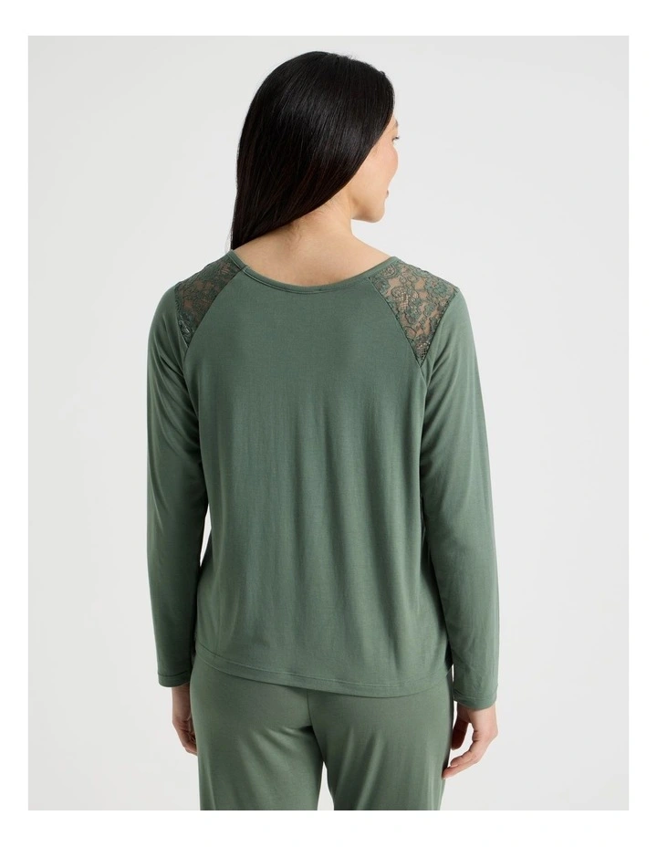 Everyday Lace Long Sleeve Top in Laurel Green image 5