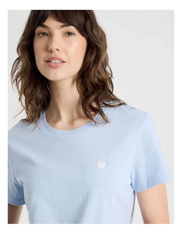 Cotton Knit Short Sleeve T-shirt in Soft Blue image 2