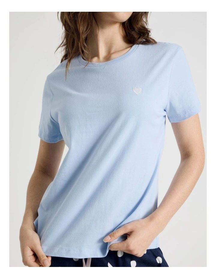 Cotton Knit Short Sleeve T-shirt in Soft Blue image 4