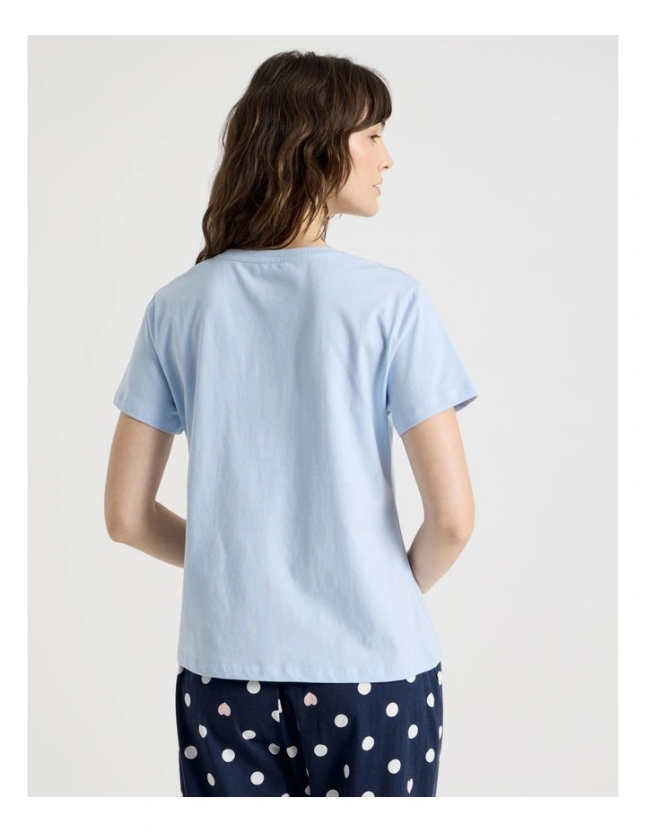 Cotton Knit Short Sleeve T-shirt in Soft Blue image 5
