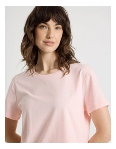 Cotton Knit Short Sleeve T-shirt in Pink