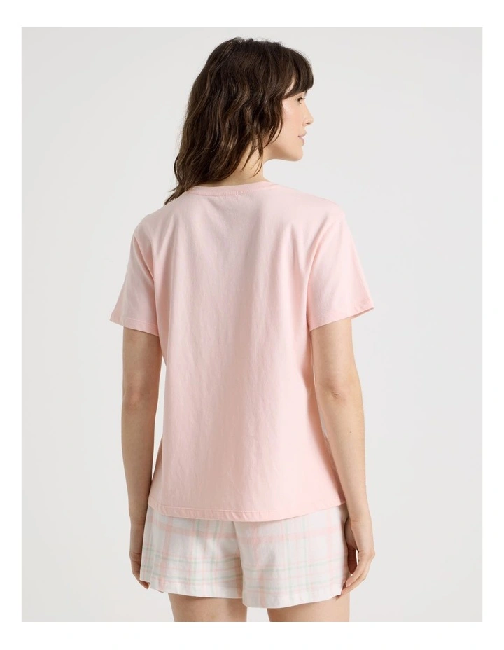 Cotton Knit Short Sleeve T-shirt in Pink image 5