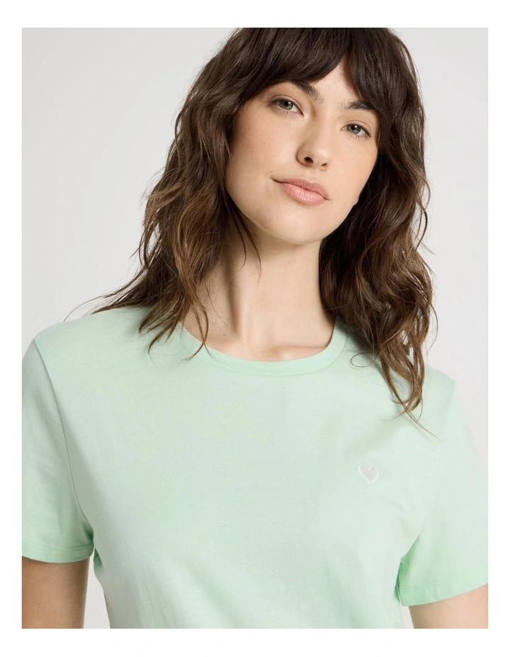 Cotton Knit Short Sleeve T-shirt in Mint image 4