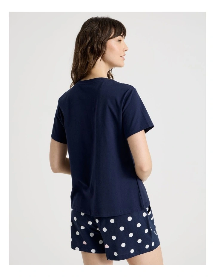 Cotton Knit Short Sleeve T-shirt in Navy image 5