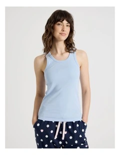 Cotton Knit Tank in Soft Blue