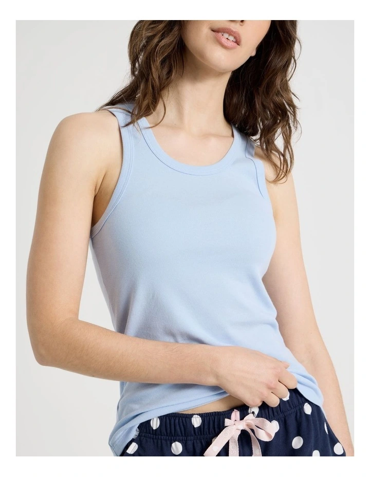 Cotton Knit Tank in Soft Blue image 2