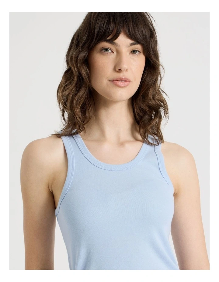 Cotton Knit Tank in Soft Blue image 4