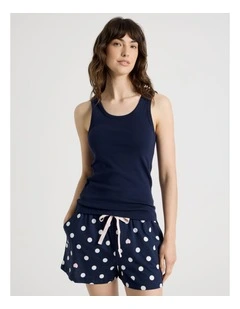 Cotton Knit Tank in Navy
