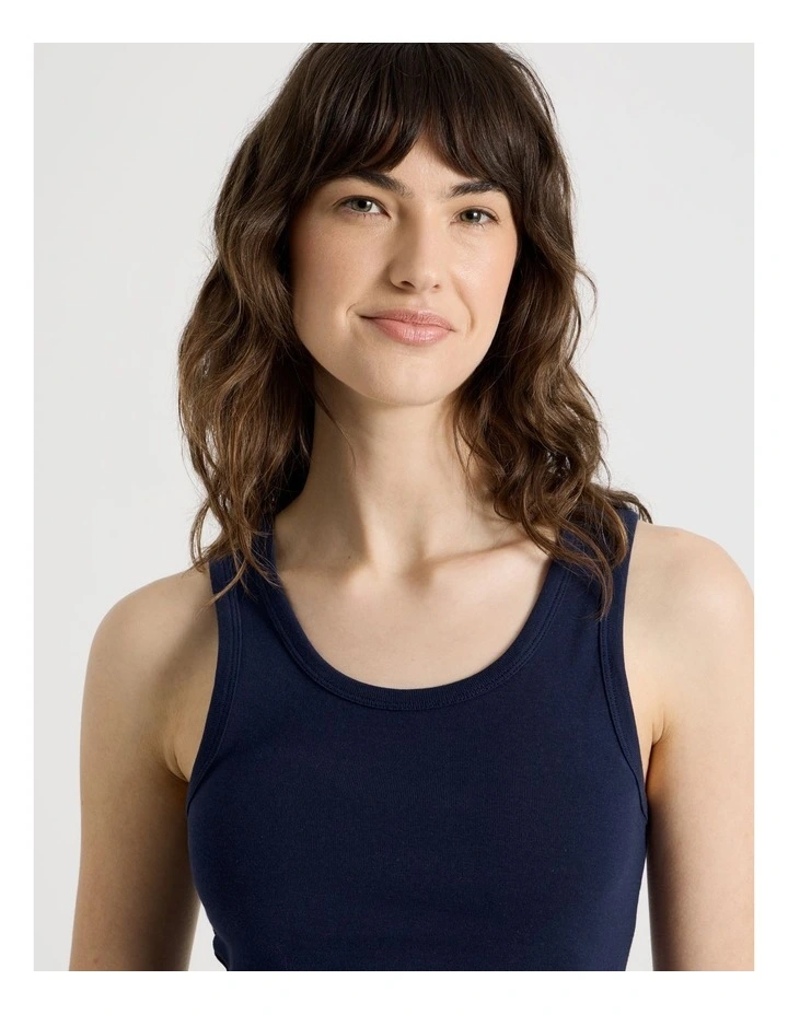 Cotton Knit Tank in Navy image 4