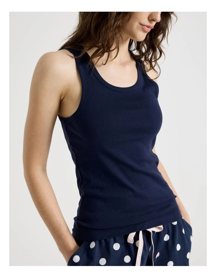 Cotton Knit Tank in Navy image 5