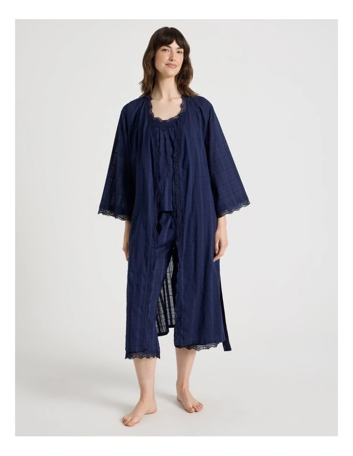 Seersucker Robe in Navy image 1