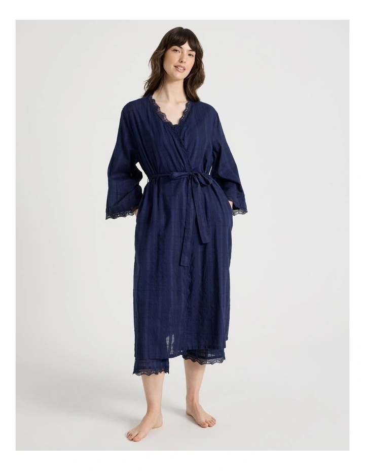 Seersucker Robe in Navy image 5