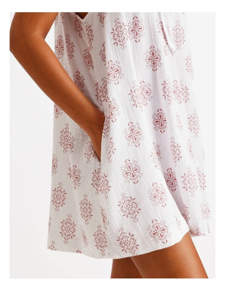 Divine Cheesecloth Gathered Chemise in Tile Print image 4
