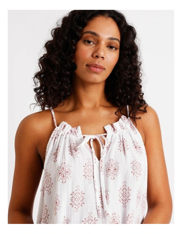 Divine Cheesecloth Gathered Chemise in Tile Print image 5