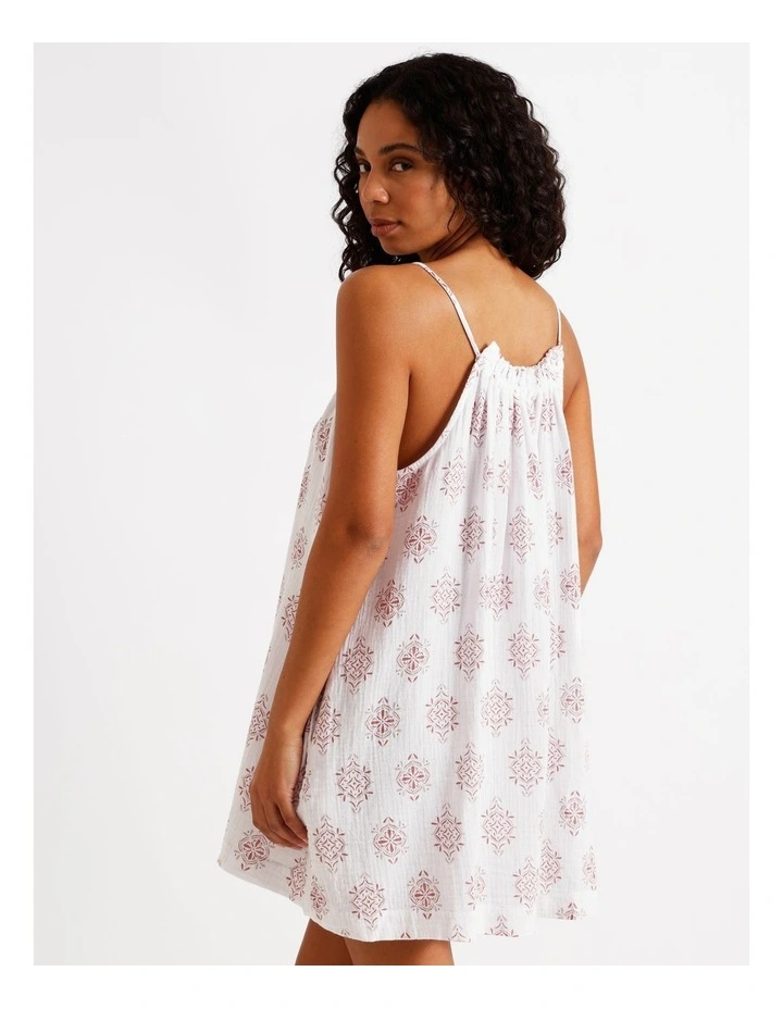 Divine Cheesecloth Gathered Chemise in Tile Print image 6