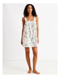 Divine Crochet Trim Chemise in White Floral Print