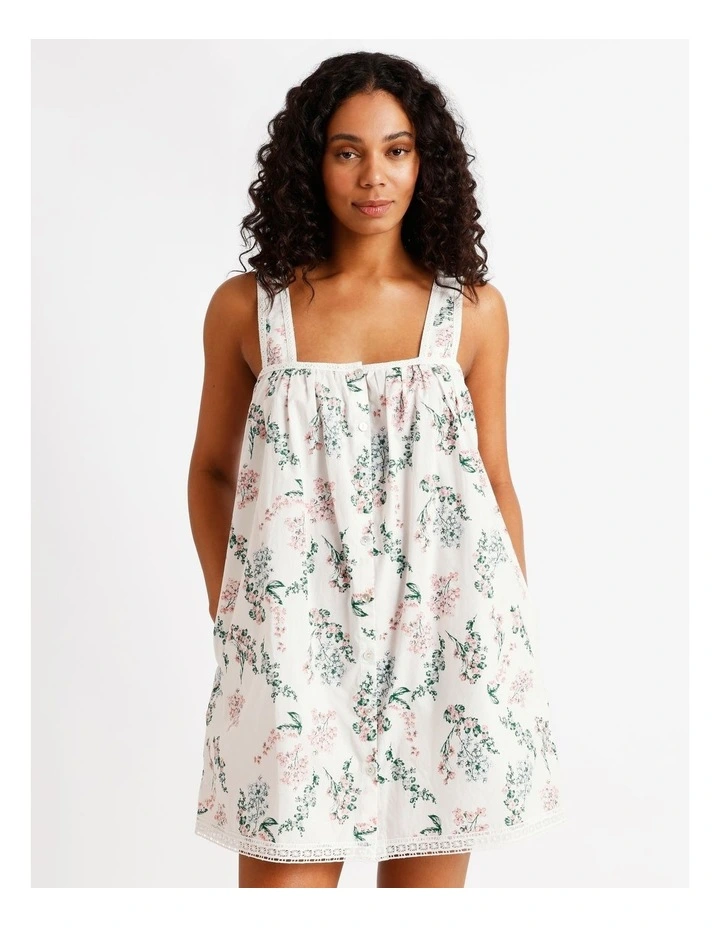 Divine Crochet Trim Chemise in White Floral Print image 2